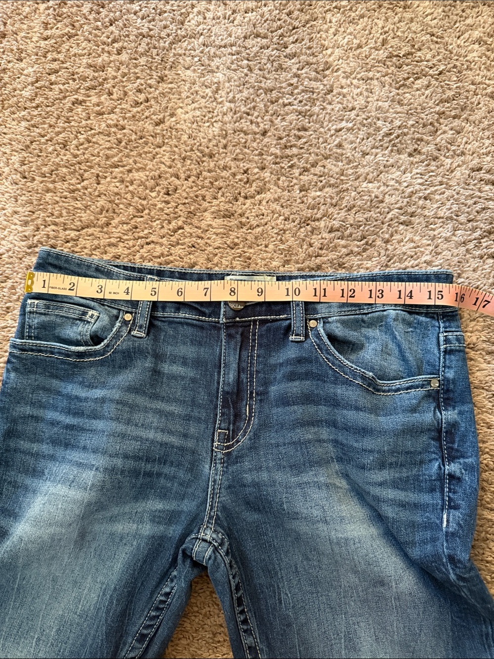 BKE Stella Low Rise Bootcut Jeans Distressed Blue Wash Sz 29R - Picture 7 of 12